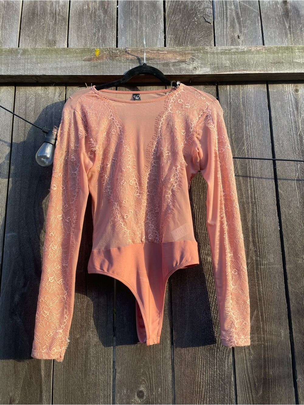 Windsor Peach Lace Long-Sleeve Bodysuit